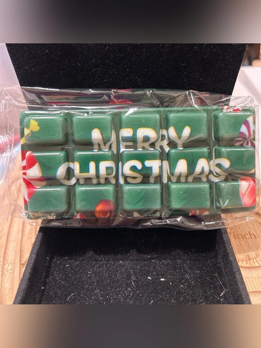 Holiday 'Merry Christmas' Green Chocolate bar squishy